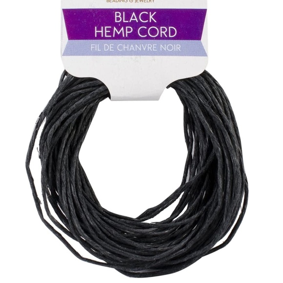 Craft Medley CC805B Natural Hemp Cord, 20lb, 1mm by 9yd Hank, Black Cord - Picture 2 of 3